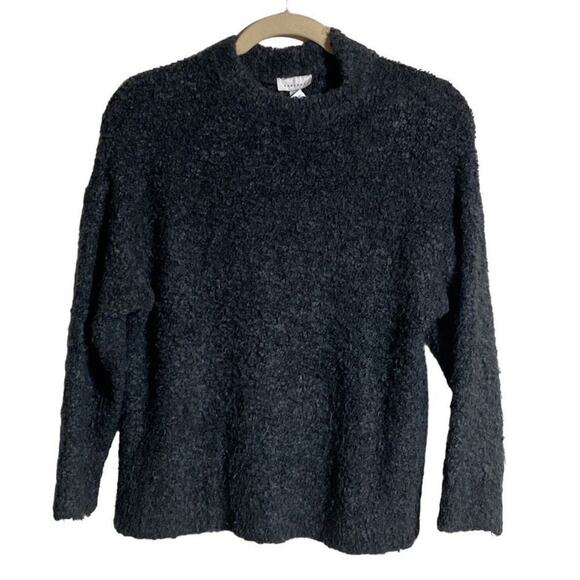 Topshop Women's Faux Lamb Wool Crewneck Pullover Sweater Black Small 4-6 - Picture 1 of 6